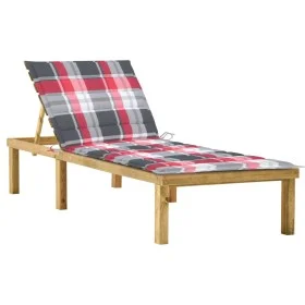 Lounger with checkered pattern cushion, impregnated pine wood by , Loungers - Ref: Foro24-3065862, Price: 134,25 €, Discount: %