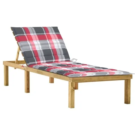 Lounger with checkered pattern cushion, impregnated pine wood by , Loungers - Ref: Foro24-3065862, Price: 134,25 €, Discount: %