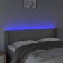 Cabecero con LED cuero sintético gris 147x16x78/88 cm