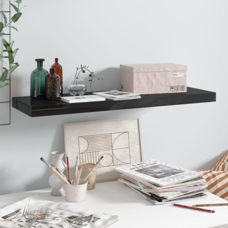 Glossy black MDF floating wall shelf 80x23.5x3.8 cm by vidaXL, Shelves and shelves - Ref: Foro24-323772, Price: 25,69 €, Disc...