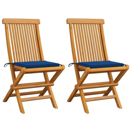 Garden chairs 2 units with royal blue cushions teak wood by , Garden chairs - Ref: Foro24-3062470, Price: 145,05 €, Discount: %