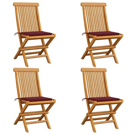 Garden chairs 4 units with red wine cushions teak wood by , Garden chairs - Ref: Foro24-3062577, Price: 255,69 €, Discount: %