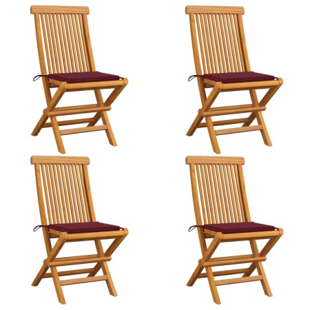 Gartenstühle 4 Stück mit roten Kissen aus Teakholz von , Gartenstühle - Ref: Foro24-3062577, Preis: 254,73 €, Rabatt: %