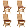 Gartenstühle 4 Stück mit roten Kissen aus Teakholz von , Gartenstühle - Ref: Foro24-3062577, Preis: 254,73 €, Rabatt: %