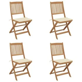 Folding garden chairs 4 units and solid acacia wood cushions by , Garden chairs - Ref: Foro24-3064673, Price: 209,28 €, Disco...