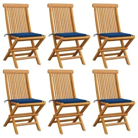 Sillas de jardín 6 uds con cojines azul real madera de teca de , Sillas de jardín - Ref: Foro24-3065600, Precio: 382,65 €, De...
