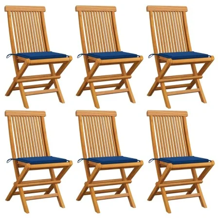 Garden chairs 6 units with royal blue cushions teak wood by , Garden chairs - Ref: Foro24-3065600, Price: 382,65 €, Discount: %