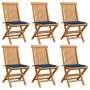 Garden chairs 6 units with royal blue cushions teak wood by , Garden chairs - Ref: Foro24-3065600, Price: 387,74 €, Discount: %