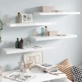 Floating wall shelf 4 pcs glossy white MDF 80x23.5x3.8cm by vidaXL, Shelves and shelves - Ref: Foro24-323753, Price: 72,75 €,...