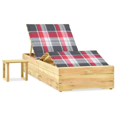 Garden lounger with table and cushion made of impregnated pine wood. by , Loungers - Ref: Foro24-3065967, Price: 181,42 €, Di...