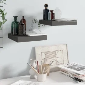 Floating wall shelf 2 pcs glossy gray MDF 23x23.5x3.8 cm by vidaXL, Shelves and shelves - Ref: Foro24-323782, Price: 22,83 €,...
