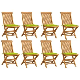 Garden chairs 8 units solid teak with bright green cushions by , Garden chairs - Ref: Foro24-3072928, Price: 505,25 €, Discou...