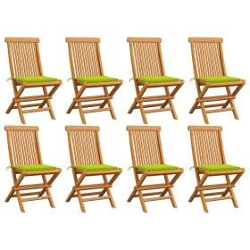 Gartenstühle 8 Stück Massivteak mit leuchtend grünen Kissen von , Gartenstühle - Ref: Foro24-3072928, Preis: 515,56 €, Rabatt: %
