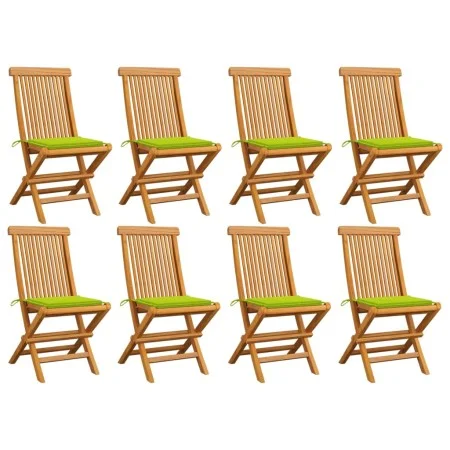 Garden chairs 8 units solid teak with bright green cushions by , Garden chairs - Ref: Foro24-3072928, Price: 512,91 €, Discou...