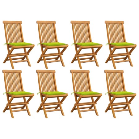 Gartenstühle 8 Stück Massivteak mit leuchtend grünen Kissen von , Gartenstühle - Ref: Foro24-3072928, Preis: 515,56 €, Rabatt: %