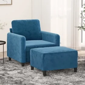 Sessel mit Hocker aus blauem Samt, 60 cm. von , Sofas - Ref: Foro24-3201173, Preis: 208,29 €, Rabatt: %