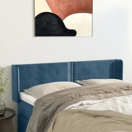 Dark blue velvet headboard 147x16x78/88 cm by , Headboards and footboards - Ref: Foro24-3118680, Price: 67,61 €, Discount: %