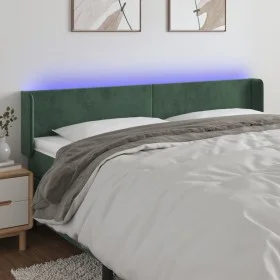 Dark green velvet headboard with LED lights 163x16x78/88 cm by , Headboards and footboards - Ref: Foro24-3123013, Price: 75,9...