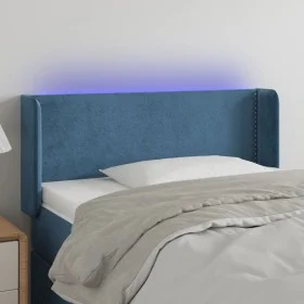 Dark blue velvet headboard with LED lights 103x16x78/88 cm by , Headboards and footboards - Ref: Foro24-3123142, Price: 59,79...