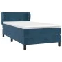 Dark blue velvet box spring bed with mattress 100x200 cm by , Beds and slatted bases - Ref: Foro24-3127359, Price: 318,62 €, ...