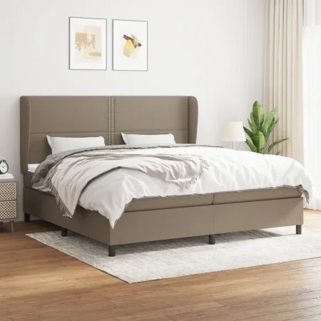 Box spring bed with gray taupe fabric mattress 200x200 cm by , Beds and slatted bases - Ref: Foro24-3127913, Price: 683,96 €,...