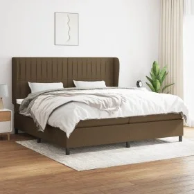 Box spring bed with dark brown fabric mattress 200x200 cm by , Beds and slatted bases - Ref: Foro24-3128152, Price: 668,20 €,...