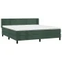 Dark green velvet box spring bed with mattress 160x200 cm by , Beds and slatted bases - Ref: Foro24-3130850, Price: 515,56 €,...