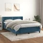 Box spring bed with dark blue velvet mattress 140x190 cm by , Beds and slatted bases - Ref: Foro24-3130899, Price: 416,82 €, ...