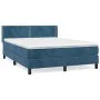 Box spring bed with dark blue velvet mattress 140x190 cm by , Beds and slatted bases - Ref: Foro24-3130899, Price: 416,82 €, ...