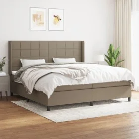 Box spring bed with gray taupe fabric mattress 200x200 cm by , Beds and slatted bases - Ref: Foro24-3131461, Price: 710,05 €,...