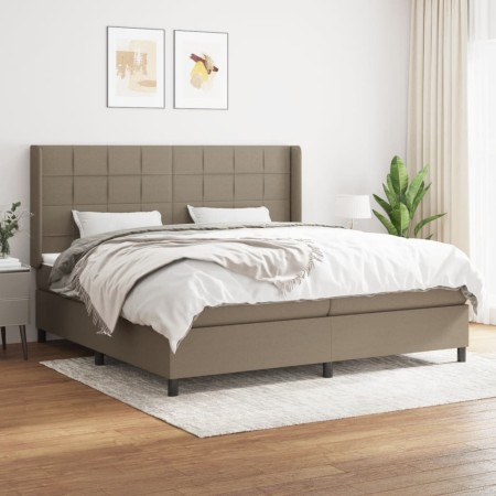 Box spring bed with gray taupe fabric mattress 200x200 cm by , Beds and slatted bases - Ref: Foro24-3131461, Price: 699,10 €,...