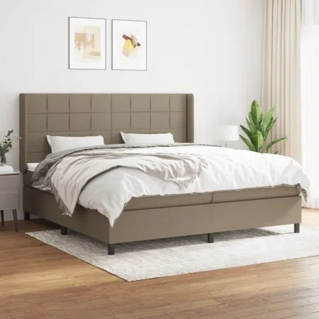 Box spring bed with gray taupe fabric mattress 200x200 cm by , Beds and slatted bases - Ref: Foro24-3131461, Price: 710,05 €,...