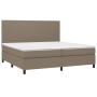 Boxspring-Bett, Matratze und LED-Lichter in grauem Taupe-Stoff, 200x200 cm. von , Betten und Lattenroste - Ref: Foro24-313474...