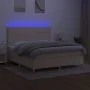Box spring bed with mattress and LED lights, cream fabric, 180x200 cm. by , Beds and slatted bases - Ref: Foro24-3135458, Pri...