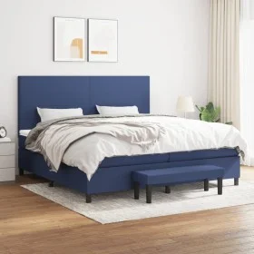 Box spring bed with blue fabric mattress 200x200 cm by , Beds and slatted bases - Ref: Foro24-3136467, Price: 752,77 €, Disco...