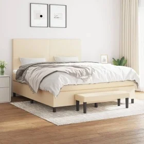Box spring bed with cream-colored fabric mattress 160x200 cm by , Beds and slatted bases - Ref: Foro24-3136450, Price: 655,24...