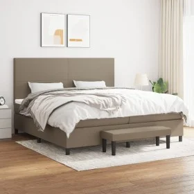 Box spring bed with gray taupe fabric mattress 200x200 cm by , Beds and slatted bases - Ref: Foro24-3136465, Price: 812,97 €,...