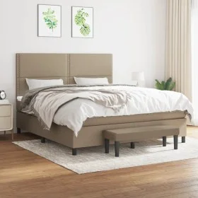 Box spring bed with gray taupe fabric mattress 160x200 cm by , Beds and slatted bases - Ref: Foro24-3136529, Price: 624,01 €,...