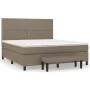 Box spring bed with gray taupe fabric mattress 160x200 cm by , Beds and slatted bases - Ref: Foro24-3136529, Price: 624,01 €,...