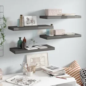 Floating wall shelves 4 pcs glossy gray MDF 60x23.5x3.8 cm by vidaXL, Shelves and shelves - Ref: Foro24-323792, Price: 55,54 ...