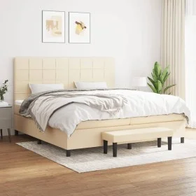 Box spring bed with cream-colored fabric mattress 200x200 cm by , Beds and slatted bases - Ref: Foro24-3136626, Price: 691,82...