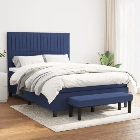 Box spring bed with blue fabric mattress 140x200 cm by , Beds and slatted bases - Ref: Foro24-3136763, Price: 531,84 €, Disco...