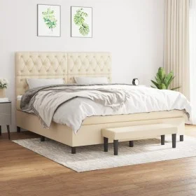 Box spring bed with cream-colored fabric mattress 160x200 cm by , Beds and slatted bases - Ref: Foro24-3136850, Price: 661,07...
