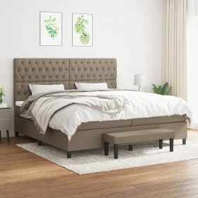 Box spring bed with gray taupe fabric mattress 200x200 cm by , Beds and slatted bases - Ref: Foro24-3136865, Price: 852,29 €,...