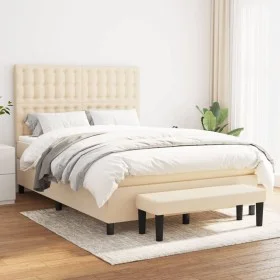 Box spring bed with cream-colored fabric mattress 140x200 cm by , Beds and slatted bases - Ref: Foro24-3136922, Price: 535,33...