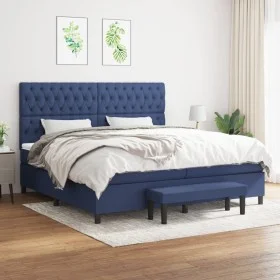 Box spring bed with blue fabric mattress 200x200 cm by , Beds and slatted bases - Ref: Foro24-3136867, Price: 802,81 €, Disco...