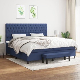 Cama box spring con colchón tela azul 200x200 cm de , Camas y somieres - Ref: Foro24-3136867, Precio: 803,06 €, Descuento: %