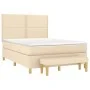Box spring bed with cream-colored fabric mattress 140x200 cm by , Beds and slatted bases - Ref: Foro24-3137082, Price: 525,49...