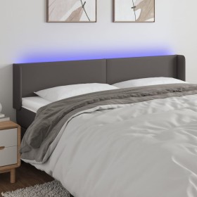 Cabecero con LED cuero sintético gris 183x16x78/88 cm en Cabeceros y pies de cama | Comprar online en Foro24
