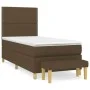 Box spring bed with dark brown fabric mattress 100x200 cm by , Beds and slatted bases - Ref: Foro24-3137056, Price: 384,27 €,...